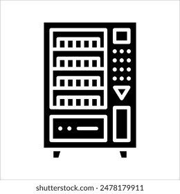 Vending machine icon, Vending machine with snacks and drinks on white background.