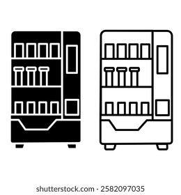 Vending machine icon. Vending machine with snacks and drinks, simple flat style, logo sign symbol vector illustration pictogram, isolated on white for mobile app
