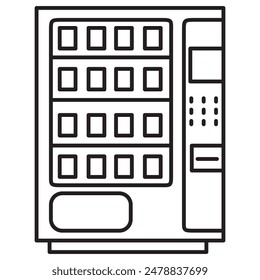 Vending machine icon. Vending machine with snacks.Vending machine.Automatic snacks machine.Outline icon isolated on white background. Automatic snack and drink sale machinery.