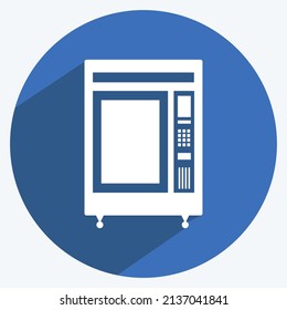 Vending Machine Icon in trendy long shadow style isolated on soft blue background
