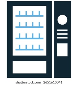 Vetor de ícone de máquina de venda automática oferecendo lanches e bebidas. Perfeito para representar conveniência, serviço rápido ou ambientes de varejo em vários ambientes comerciais ou públicos.