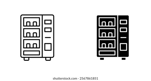 Vending machine icons collection in Filled flat and thin line style.