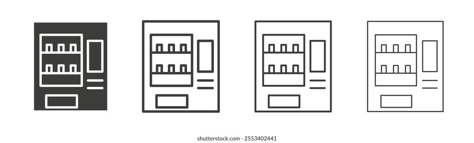 Vending machine icons collection. vector set in black color