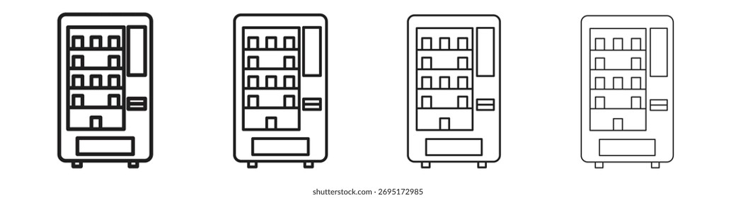 Ícones da máquina de venda automática coleção de ilustrações no fundo branco. Gráficos de vetor perfeitos com pixel