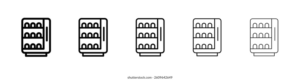 Vending machine icons vectors set in different stroke lines
