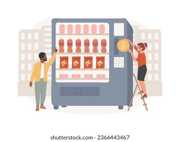 Vending machine isolated concept vector illustration. Vending business, self-service machine, snacks and beverages, small business, takeaway coffee, public space, commerce vector concept.