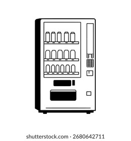 Vetor de arte de linha de máquina de venda automática, ícone simples de um dispensador automático para uma loja de conveniência ou conceito de autoatendimento.