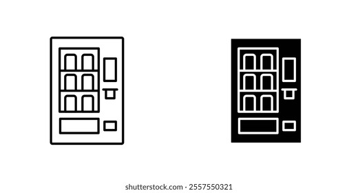 Vending machine outlined and solid icon vector collection.