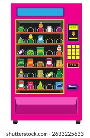 Vending Machine Pink color. Isolated on white background. Editable Clip Art.
