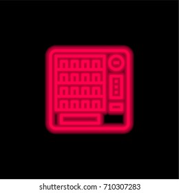 Vending machine red glowing neon ui ux icon. Glowing sign logo vector