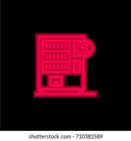 Vending machine red glowing neon ui ux icon. Glowing sign logo vector