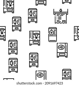 Vending Machine Sale Equipment Vector Seamless Pattern Thin Line Illustration
