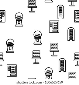 Vending Machine Selling Service Vector Seamless Pattern Thin Line Illustration