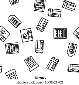 Vending Machine Selling Service Vector Seamless Pattern Thin Line Illustration