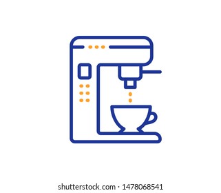 Vending machine sign. Coffee maker line icon. Make tea symbol. Colorful outline concept. Blue and orange thin line coffee maker icon. Vector
