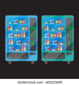 Vending machine with snacks and drinks. Machine automatic, public vending