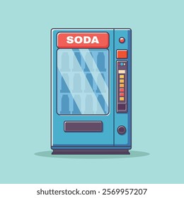 Vending Machine Soft Drink Soda Cartoon Vector Icon Illustration. Vending Machine Icon Concept Isolated Premium Vector. Flat Cartoon Style