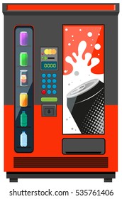 Vending machine with soft drinks illustration