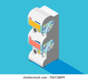 vending machine toys,3d, isometric - vector illustration
