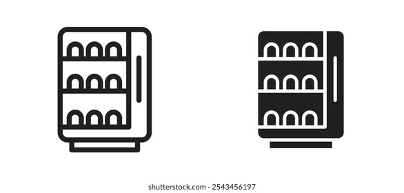 Vending machine vector icon set in black.