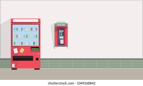  Vending machine vector. pay phone vector. free space for text.