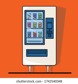 Vending Machine Vector, a Machine That Sells Food or Drinks