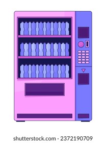 Vending machine with water bottles flat line color isolated vector object. Vendor with beverages. Editable clip art image on white background. Simple outline cartoon spot illustration for web design