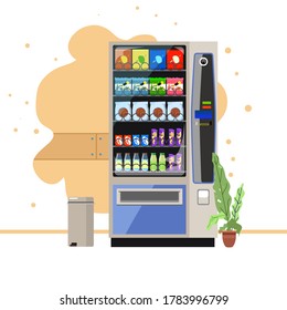 Vending machines with food and drinks. Vending machines in the corridor of public places.