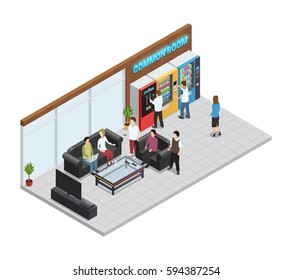 Vending  machines isometric composition with coffee and snacks machines vector illustration