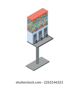 Vending machines isometric composition with isolated image of automated apparatus on blank background vector illustration