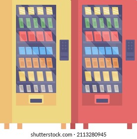 Vending machines semi flat color vector item. Realistic object on white. Convenience store automatic dispenser isolated modern cartoon style illustration for graphic design and animation