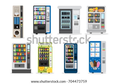 Vending machines set. Juice and ice cream and more.