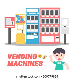 Vending Machines , Vector Illustration. Flat Design Elements.