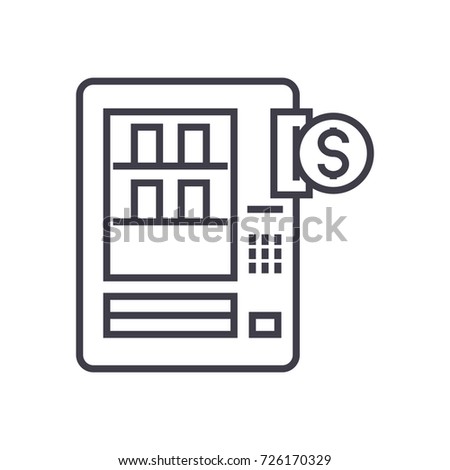 vending machines vector line icon, sign, illustration on background, editable strokes