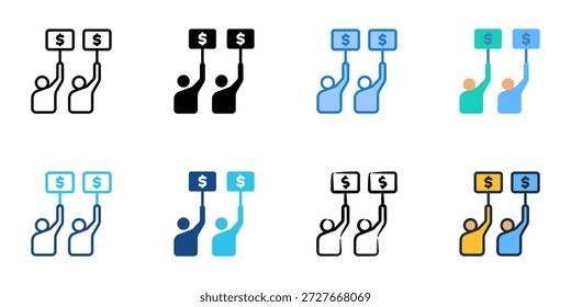 Die Symbole für die Gebotsauswahl von Anbietern legen mehrere Stile fest. Bearbeitbarer Strich 
