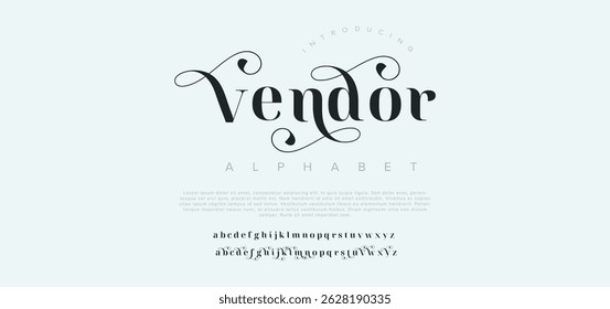 Vendor calligraphy alphabet small lettering a to z font family