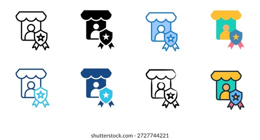 Los iconos de conformidad con proveedores establecen la colección de varios estilos. Trazo editable 
