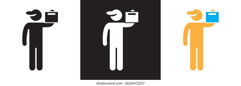 Vendor icon. Vector for websites, mobile interfaces, presentations, banner, visual branding etc. Vector illustration. isolated on white and black background. EPS 10