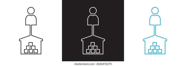 Icono de proveedor. Vector para Sitios web, interfaces móviles, presentaciones, Anuncio, imagen de marca, etc. Ilustración vectorial. aislado en el fondo blanco y negro. EPS 10