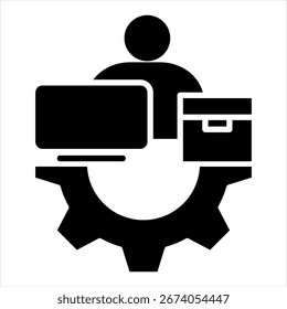 Ilustração do vetor de ícone de glifo de gerenciamento de fornecedores