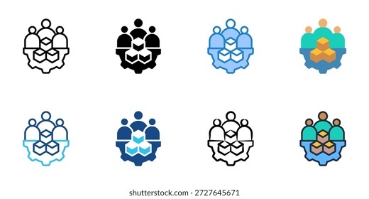 Los iconos de gestión de proveedores establecen la colección de varios estilos. Trazo editable 
