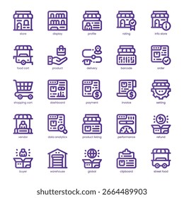 Pacote de ícones da plataforma de fornecedor para o seu design de site, celular, apresentação e logotipo. Design de cores básico da linha de ícone da plataforma do fornecedor. Ilustração de gráficos vetoriais e traçado editável.