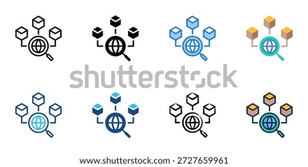 Vendor Portal icons set multiple style collection. Editable stroke 
