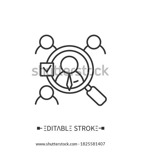 Vendor selection line icon. Product supplies management. Delivery. Business partners searching. Stages and elements of a successful production cycle. Editable stroke