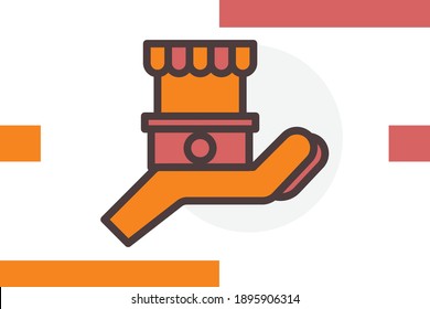 Vendor service icon  filled line color concept related market, store and shop business elements.