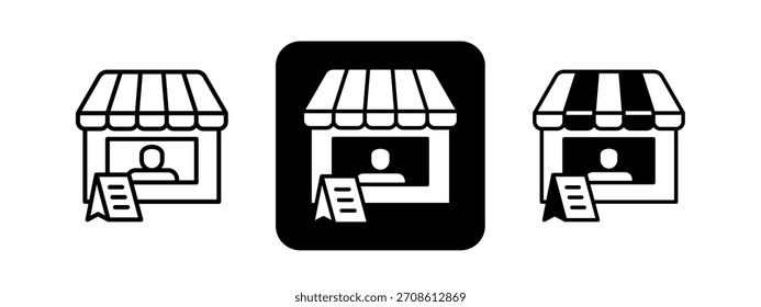 Vendor Solid color and black line drawing vector illustration set