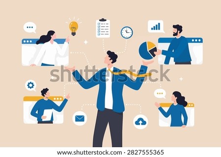 Vendor, third party or outsourcing, work with client or colleagues virtually, contractors or supplier, provider or partner concept, business people work vi VECTOR