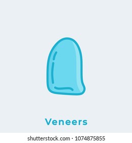 Veneers. Flat Line Art Drawing. Dental Clinic Icon. Web Pictogram for Dentistry. Stomatology Concept, Logo or Illustration. Dentistry Department Label
