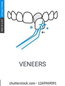 Veneers Icon. Icon With Editable Line Stroke.