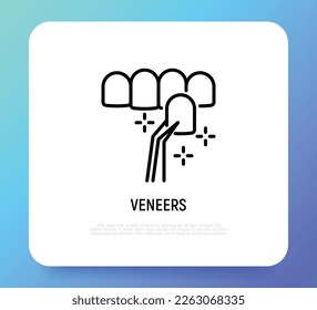 Veneers thin line icon. Dental reconstruction. Dentistry, stomatology. Vector illustration.